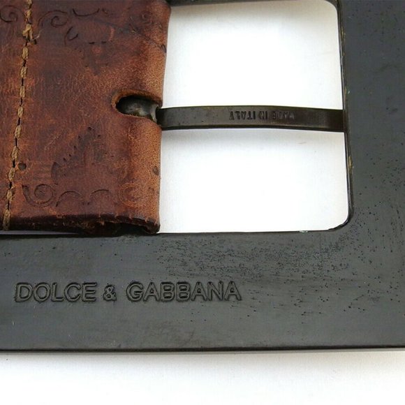 AUTH DOLCE & GABBANA belt Square Buckle Leather Gold Plated main image 4